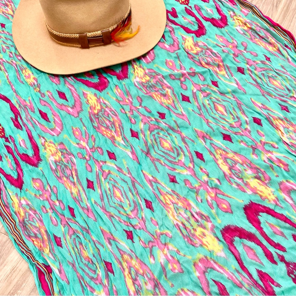 Gypsy aqua dream boho gauzy scarf/wrap w southwestern resort vacay beach vibe